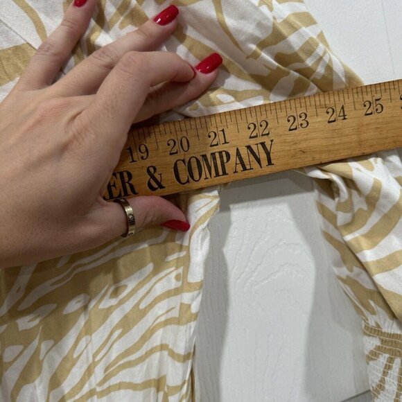 Patrons of Peace June Print Dress Ruffle Tiered 3/4 sleeves beige‎ white Large L - Picture 8 of 12